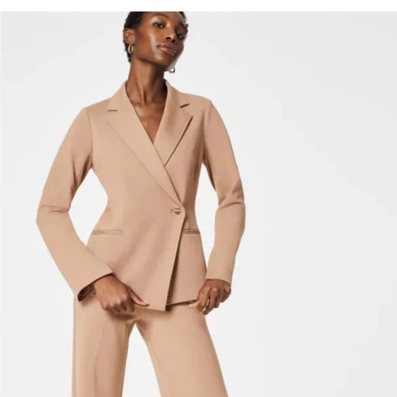 NWT Spanx The Perfect Asymmetrical Blazer Toffee Small - Picture 1 of 7